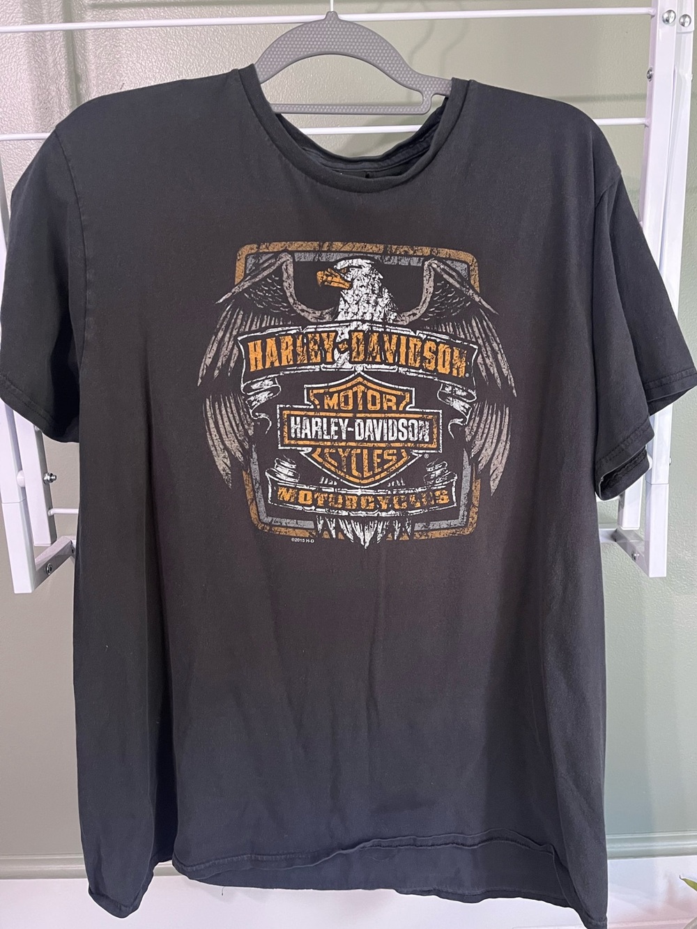 Harley-Davidson Black Short-Sleeve Tee with Gold Eagle Shield Graphic